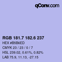 カラーコード: RGB 181.7 182.6 237 | qconv.com