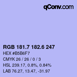 カラーコード: RGB 181.7 182.6 247 | qconv.com