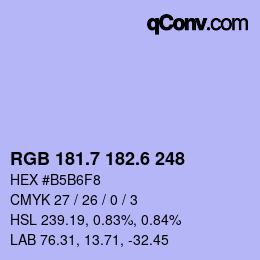 カラーコード: RGB 181.7 182.6 248 | qconv.com
