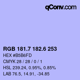 カラーコード: RGB 181.7 182.6 253 | qconv.com