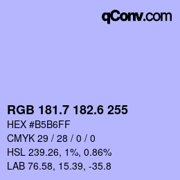 カラーコード: RGB 181.7 182.6 255 | qconv.com