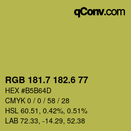 カラーコード: RGB 181.7 182.6 77 | qconv.com