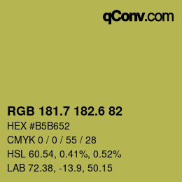 カラーコード: RGB 181.7 182.6 82 | qconv.com