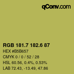 カラーコード: RGB 181.7 182.6 87 | qconv.com