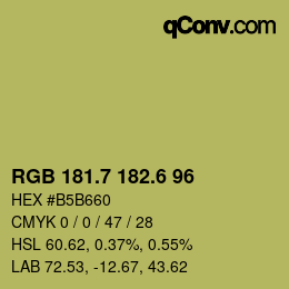 カラーコード: RGB 181.7 182.6 96 | qconv.com