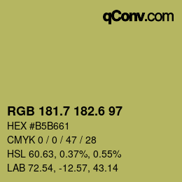 カラーコード: RGB 181.7 182.6 97 | qconv.com