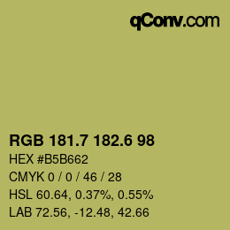 カラーコード: RGB 181.7 182.6 98 | qconv.com