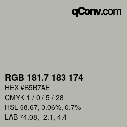 カラーコード: RGB 181.7 183 174 | qconv.com