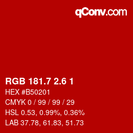カラーコード: RGB 181.7 2.6 1 | qconv.com