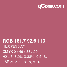 カラーコード: RGB 181.7 92.6 113 | qconv.com