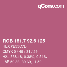 カラーコード: RGB 181.7 92.6 125 | qconv.com
