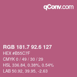 カラーコード: RGB 181.7 92.6 127 | qconv.com