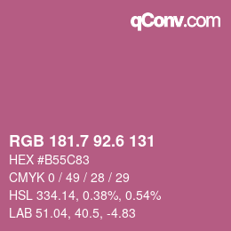 カラーコード: RGB 181.7 92.6 131 | qconv.com