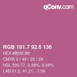 カラーコード: RGB 181.7 92.6 136 | qconv.com