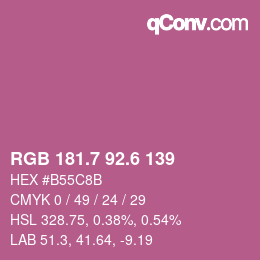 カラーコード: RGB 181.7 92.6 139 | qconv.com