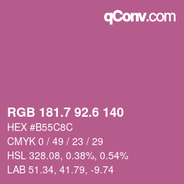 カラーコード: RGB 181.7 92.6 140 | qconv.com