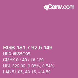 カラーコード: RGB 181.7 92.6 149 | qconv.com