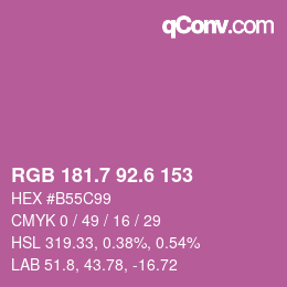 カラーコード: RGB 181.7 92.6 153 | qconv.com