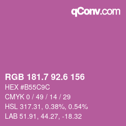 カラーコード: RGB 181.7 92.6 156 | qconv.com