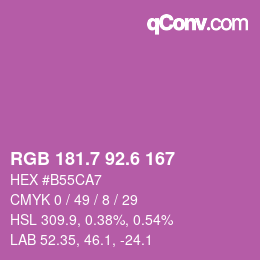 カラーコード: RGB 181.7 92.6 167 | qconv.com