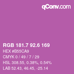 カラーコード: RGB 181.7 92.6 169 | qconv.com