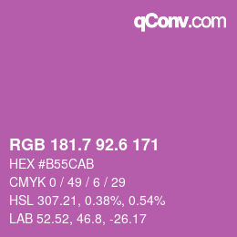 カラーコード: RGB 181.7 92.6 171 | qconv.com