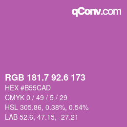カラーコード: RGB 181.7 92.6 173 | qconv.com