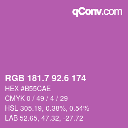 カラーコード: RGB 181.7 92.6 174 | qconv.com