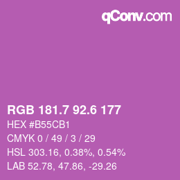 カラーコード: RGB 181.7 92.6 177 | qconv.com