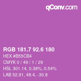 カラーコード: RGB 181.7 92.6 180 | qconv.com