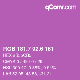 カラーコード: RGB 181.7 92.6 181 | qconv.com