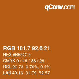 カラーコード: RGB 181.7 92.6 21 | qconv.com