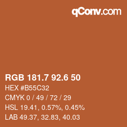 カラーコード: RGB 181.7 92.6 50 | qconv.com
