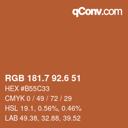 カラーコード: RGB 181.7 92.6 51 | qconv.com