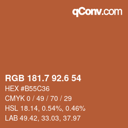 カラーコード: RGB 181.7 92.6 54 | qconv.com