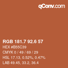 カラーコード: RGB 181.7 92.6 57 | qconv.com