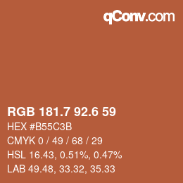 カラーコード: RGB 181.7 92.6 59 | qconv.com