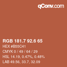 カラーコード: RGB 181.7 92.6 65 | qconv.com