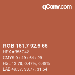 カラーコード: RGB 181.7 92.6 66 | qconv.com