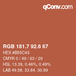 カラーコード: RGB 181.7 92.6 67 | qconv.com