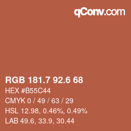 カラーコード: RGB 181.7 92.6 68 | qconv.com