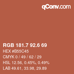 カラーコード: RGB 181.7 92.6 69 | qconv.com