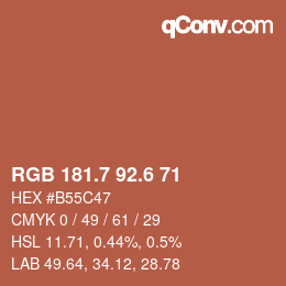 カラーコード: RGB 181.7 92.6 71 | qconv.com