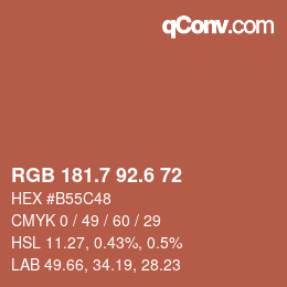 カラーコード: RGB 181.7 92.6 72 | qconv.com