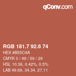 カラーコード: RGB 181.7 92.6 74 | qconv.com