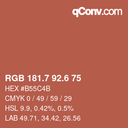 カラーコード: RGB 181.7 92.6 75 | qconv.com