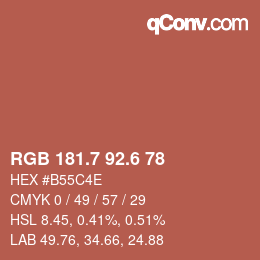 カラーコード: RGB 181.7 92.6 78 | qconv.com