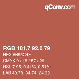 カラーコード: RGB 181.7 92.6 79 | qconv.com