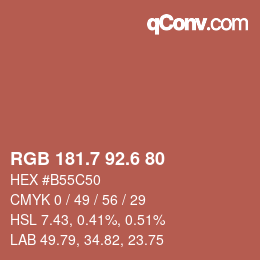 カラーコード: RGB 181.7 92.6 80 | qconv.com