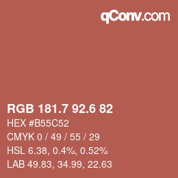 カラーコード: RGB 181.7 92.6 82 | qconv.com